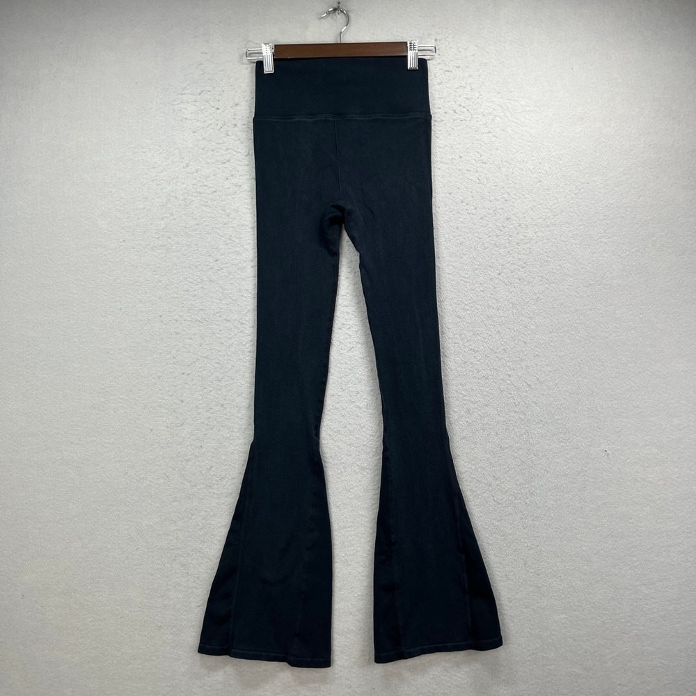 Free People Movement Penny Pull On Flare Pants Women XS/S Black Ribbed Yoga Boho - Picture 4 of 12